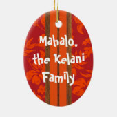 日没のビーチのヴィンテージのサーフボードのオーナメント セラミックオーナメント (裏面)