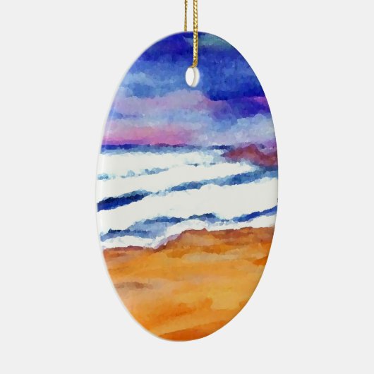 日没のビーチの波の海洋波の装飾のギフトの芸術 セラミックオーナメント (右)