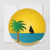 日没のビーチの誕生日のパーティの招待状 招待状 (裏面)