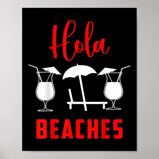 日没のビーチのHola Pineapple Soda Girl ポスター (正面)