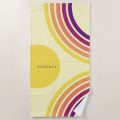 日没のビーチカラフル抽象芸術波線 ビーチタオル (正面)