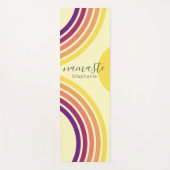 日没のビーチカラフル抽象芸術波線 ヨガマット (正面)