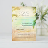 日没のビーチロマンチックな結婚RSVPのカード 出欠カード (スタンド正面)