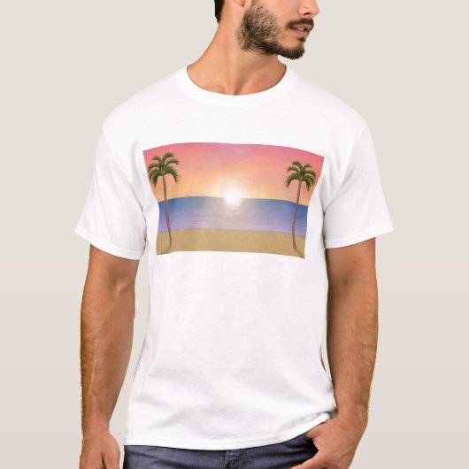 日没のビーチ場面: Tシャツ (正面)