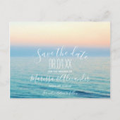日没のビーチ海結婚式の日付を保存 案内ポストカード (正面)