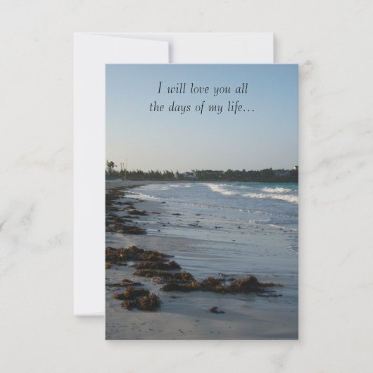 日没のビーチ結婚式 招待状 (正面)