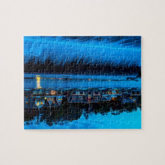 日没のフィラデルヒィアのボートハウスの列 ジグソーパズル (横)
