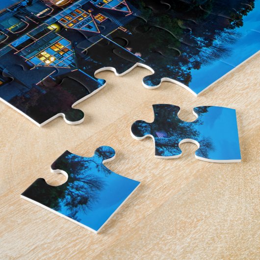 日没のフィラデルヒィアのボートハウスの列 ジグソーパズル (側面)