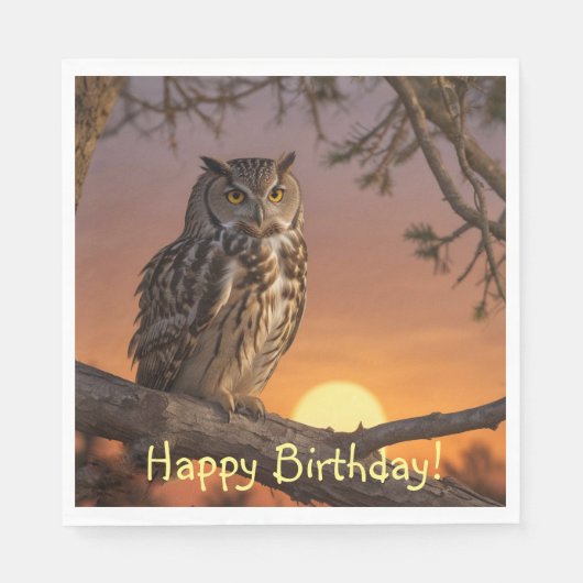 日没のフクロウ スタンダードランチョンナプキン (正面)