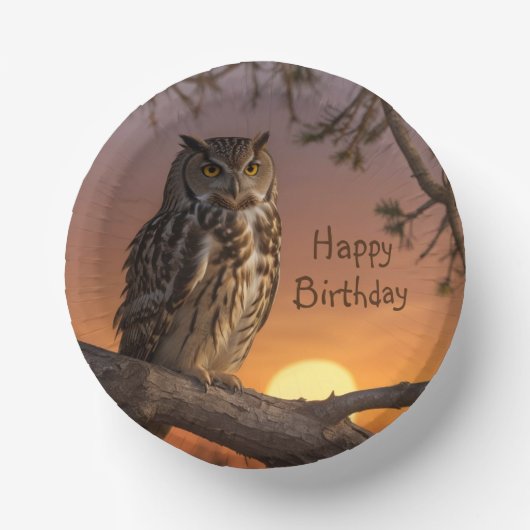 日没のフクロウ ペーパーボウル (正面)