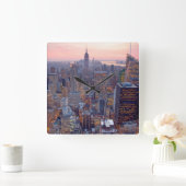 日没のマンハッタンの広い眺め スクエア壁時計 (ホーム)