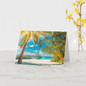 日没のヤシの木 カード (黄色い花)