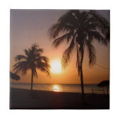 日没のヤシの木 タイル (正面)