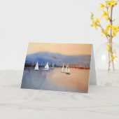 日没のヨットカード カード (黄色い花)