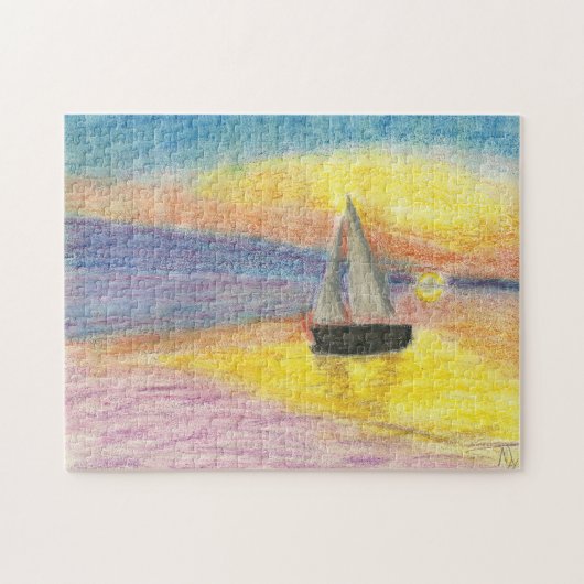 日没のヨット ジグソーパズル (横)