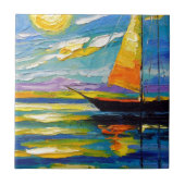 日没のヨット タイル (正面)