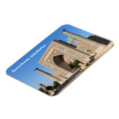 日没のリジェスタン広場 – サマルカンド，ウズベキスタン マグネット (左側)