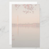 日没のワシントン記念塔の桜 便箋 (正面/裏面)