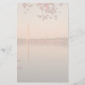 日没のワシントン記念塔の桜 便箋 (正面)