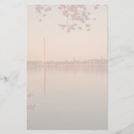 日没のワシントン記念塔の桜 便箋 (正面)