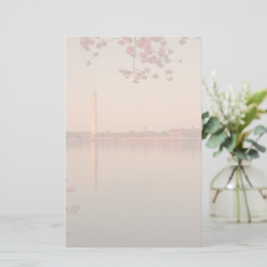 日没のワシントン記念塔の桜 便箋 (スタンド正面)