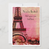 日没のヴィンテージのスタイルのエッフェル塔 招待状 (正面)