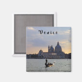 日没のヴェネツィアのゴンドラ – イタリア マグネット (正面/裏面)