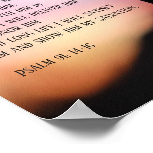 日没の丘の上の詩編91ブラッククロス ポスター (角)