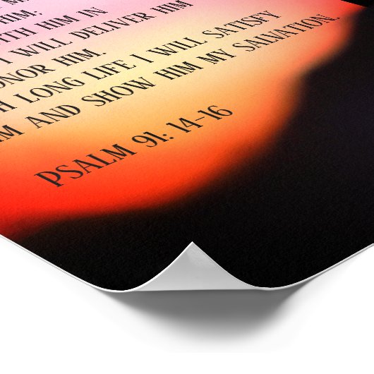 日没の丘の上の詩編91ブラッククロス ポスター (角)