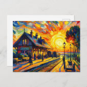 日没の列車 ポストカード (正面/裏面)