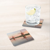 日没の反射の2つの風車 スクエアペーパーコースター (インサイチュ)