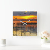 日没の反射 スクエア壁時計 (ホーム)
