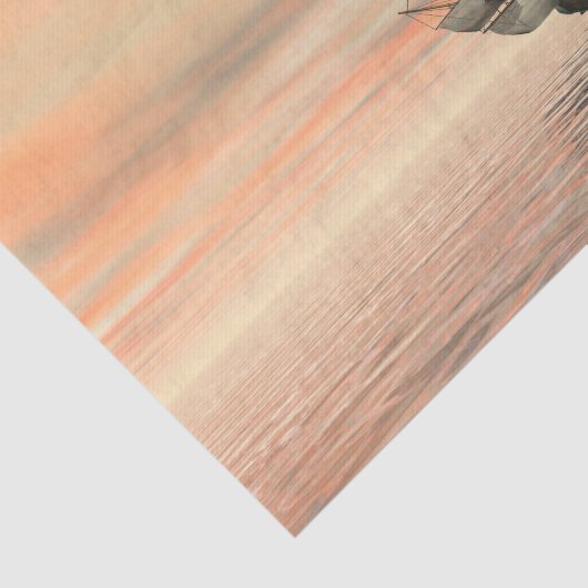 日没の古い船 – 3D 描写 薄葉紙 (詳細)