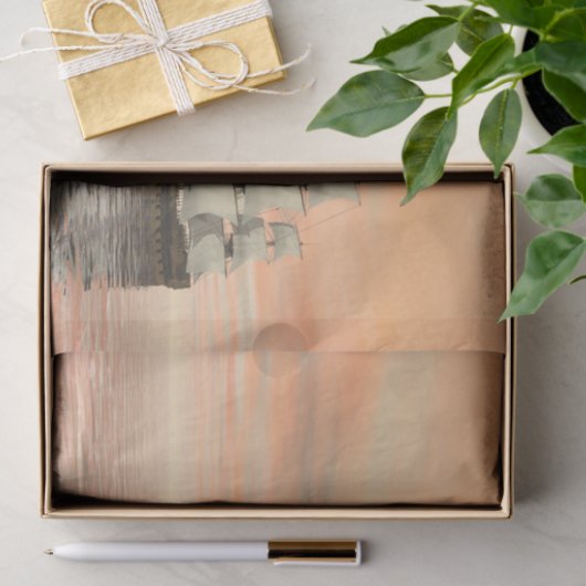 日没の古い船 – 3D 描写 薄葉紙 (ギフト)