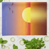 日没の台所タオル キッチンタオル (折り畳み)