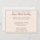 日没の告別式の招待のビーチそして雲 招待状 (裏面)