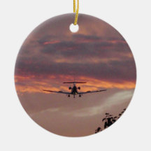 日没の商業ジェット機の着陸