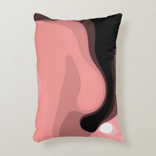 日没の地平線:抽象芸術ピンク、黒、白 アクセントクッション (正面(垂直))