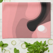 日没の地平線：抽象芸術ピンク、黒、白 キッチンタオル (折り畳み)