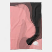 日没の地平線：抽象芸術ピンク、黒、白 キッチンタオル (縦)