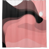 日没の地平線：抽象芸術ピンク、黒、白 シャワーカーテン (正面)