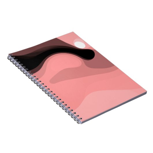 日没の地平線:抽象芸術ピンク、黒、白 ノートブック (右側)