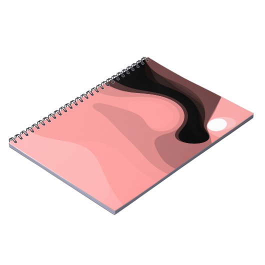 日没の地平線:抽象芸術ピンク、黒、白 ノートブック (左側)