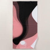 日没の地平線：抽象芸術ピンク、黒、白 ビーチタオル (正面)