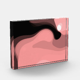 日没の地平線：抽象芸術ピンク、黒、白 フォトブロック