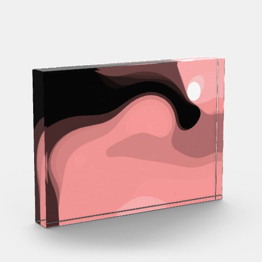 日没の地平線：抽象芸術ピンク、黒、白 フォトブロック (左)