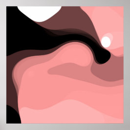 日没の地平線：抽象芸術ピンク、黒、白 ポスター