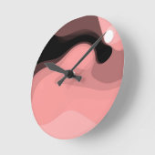 日没の地平線：抽象芸術ピンク、黒、白 ラウンド壁時計 (傾斜)