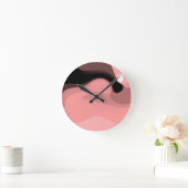 日没の地平線：抽象芸術ピンク、黒、白 ラウンド壁時計 (ホーム)