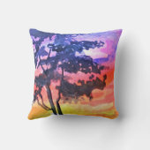 日没の夢を見る風景の水彩画 クッション (裏面)
